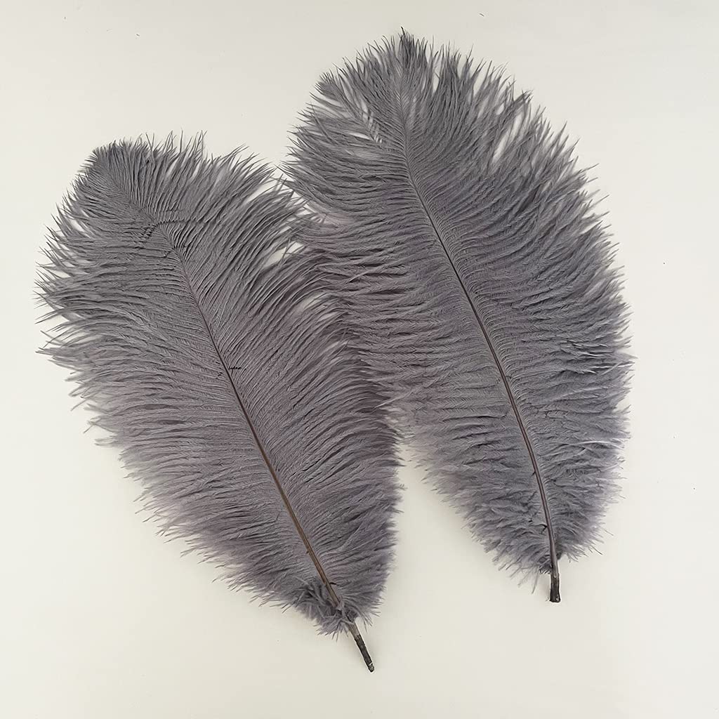 10PCS Ostrich Feather 12-14 inch(30-35cm) Plumes for Party Wedding Centerpiece Festival Vases Decoration(Grey)