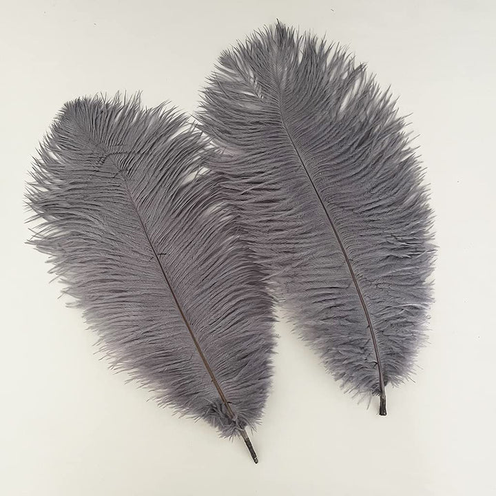 10PCS Ostrich Feather 12-14 inch(30-35cm) Plumes for Party Wedding Centerpiece Festival Vases Decoration(Grey)