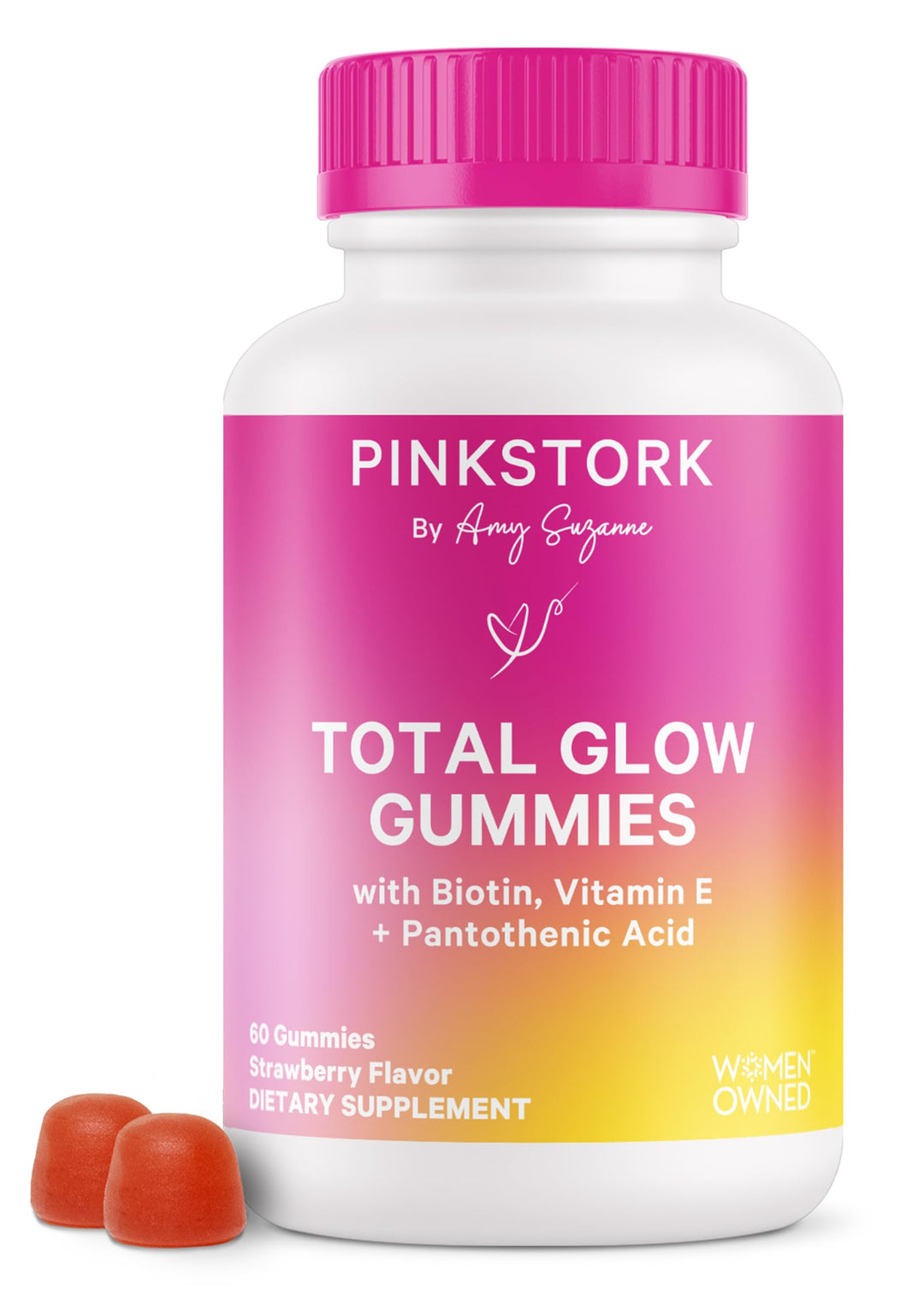Total Glow Gummies - Hair, Skin, and Nails Vitamins - 11 Vitamins &amp; Nutrients - Biotin, Vitamin A, B6, B12, Folate - Beautiful Hair, Radiant Skin, and Strong Nails - 60 Berry Biotin Gummies