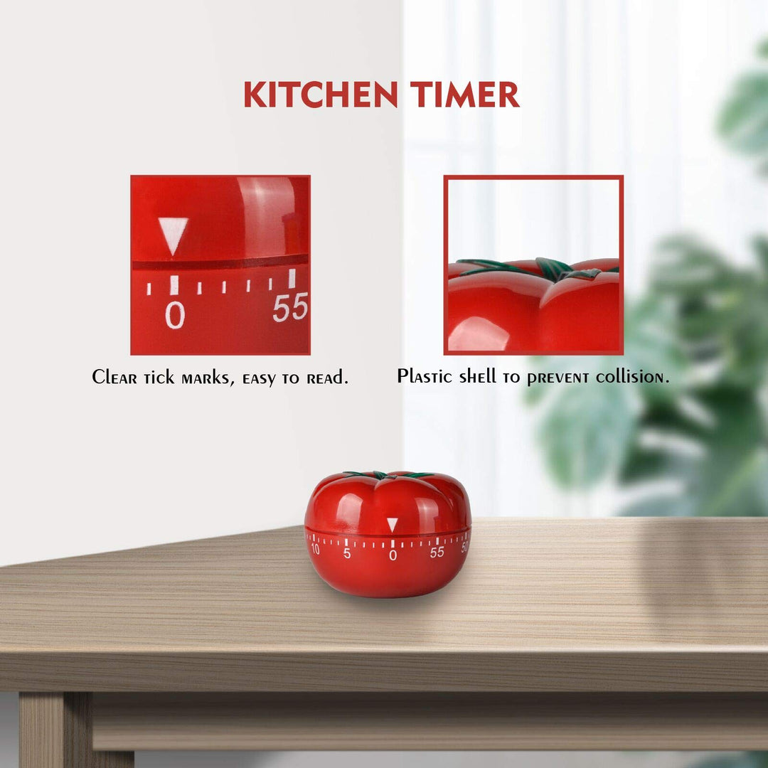 JR-WG017 Kitchen Cooking Timer Tomato Cartoon Mechanical Countdown Hour Meter for Cooking Homework Baking Learning Body-Building
