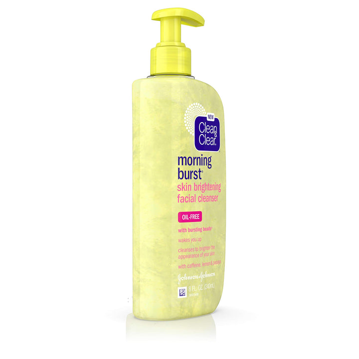 Clean &amp; Clear Morning Burst Skin Brightening Facial Cleanser with Caffeine, Lemon &amp; Papaya, Gentle Daily Citrus Face Wash for All Skin Types, Oil-Free &amp; Non-Comedogenic, 8 fl. oz