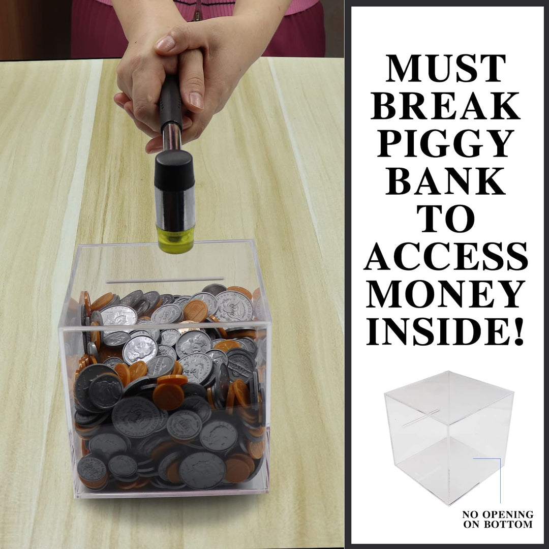 Yamahiko Clear Piggy Bank for Adults, Must Break to Acc