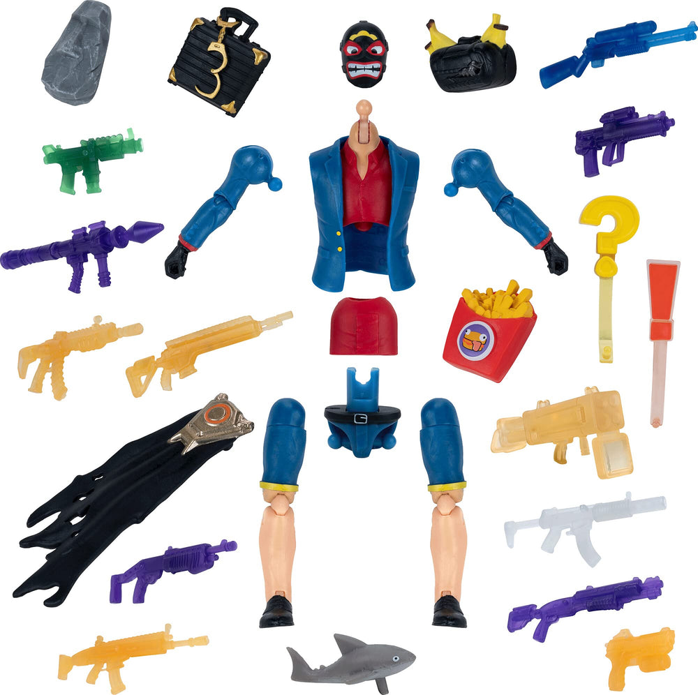 Henchman Chest Shark Collectible Accessory Set Bundle- Includes 4 Shark Style Henchman Chests, 8 Back Bling, 12 Weapons, 8 Shark Henchman Build-A-Figure Pieces. More Styles Dropping Soon