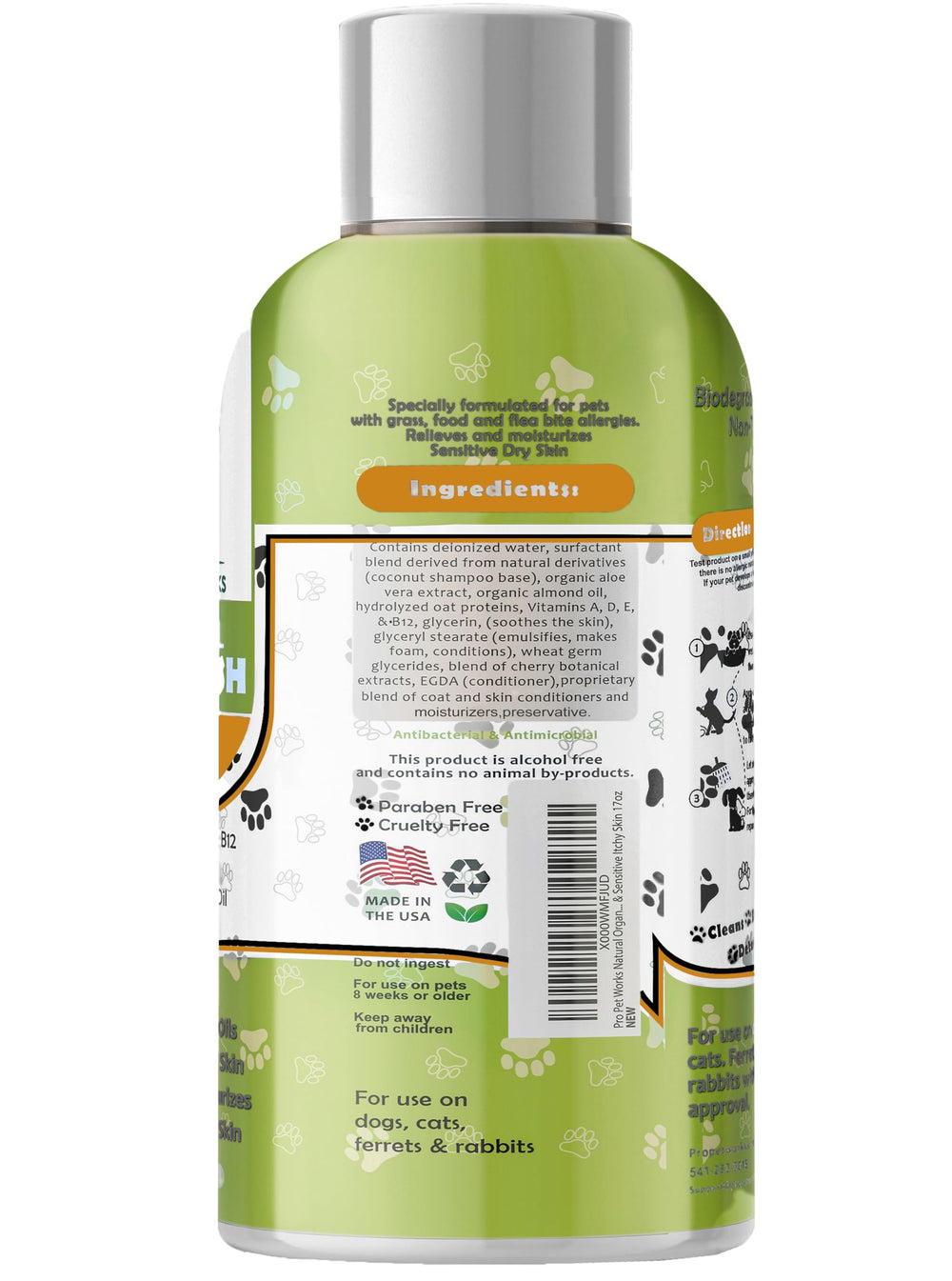 Oatmeal Dog Shampoo & Conditioner 17oz [USA] 5 in 1 Plant-Based Organic Sulfate-Free Soap-Free-Tearless Moisturizer for Dandruff Allergies & Itchy Dry Sensitive Skin-Puppy Grooming []