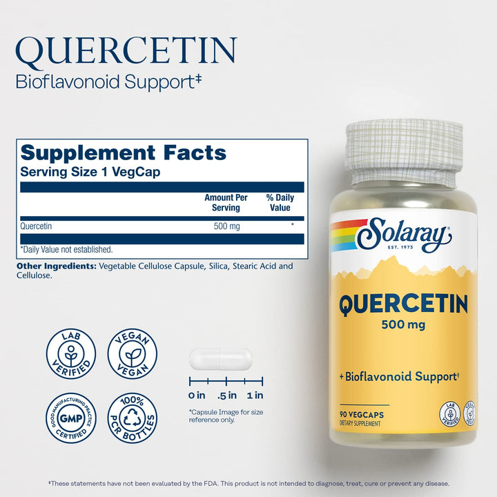 Quercetin 500 mg, Supports Sinus, Respiratory, Immune Function &amp; Normal, Healthy Uric Acid Levels, 90 VegCaps