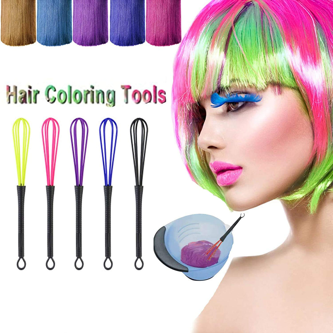 Whisk Set, 5 PCS Plastic Salon Barber Hairdressing Hair Color Dye Cream Whisk Kitchen Balloon Whisk Mixer Stirrer Tools