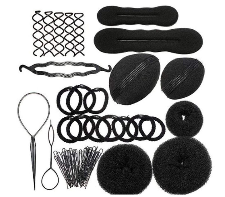 1Set Hair Tie Donut Ring Ropes Hairpins Pin Barrette Rubber Band Bun Insert Bump Up Maker Clip Comb Braid Ponytail Holder Twist Hairband Chignon Pads Diy Hair Style Styling Braidin