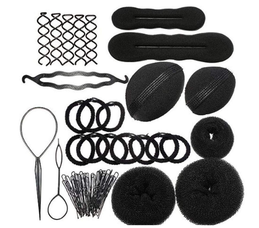 1Set Hair Tie Donut Ring Ropes Hairpins Pin Barrette Rubber Band Bun Insert Bump Up Maker Clip Comb Braid Ponytail Holder Twist Hairband Chignon Pads Diy Hair Style Styling Braidin