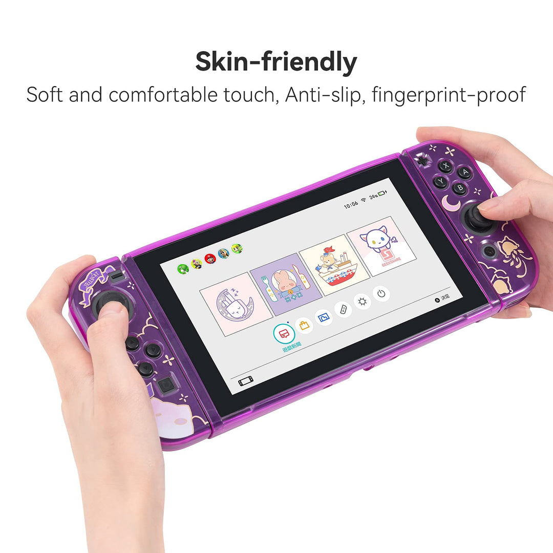 Soft TPU Protective Case Slim Cover Case Compatible with Nintendo Switch and Joy-Con - Shock-Absorption and Anti-Scratch -Jellyfish Cat