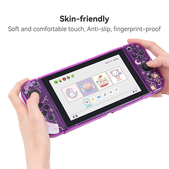Soft TPU Protective Case Slim Cover Case Compatible with Nintendo Switch and Joy-Con - Shock-Absorption and Anti-Scratch -Jellyfish Cat