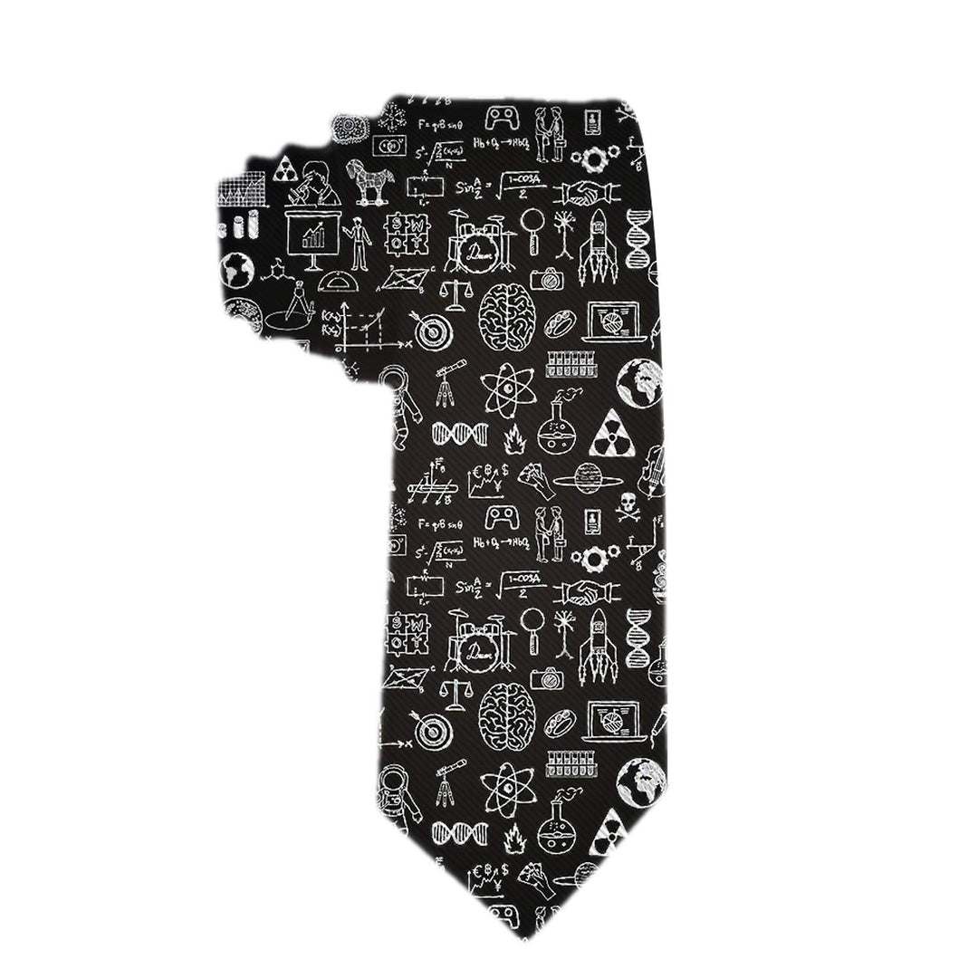 Science Math Physical Chemical Biology Black White Unique Gift Ties for Men Polyester Silk Ties Jacquard Neckties
