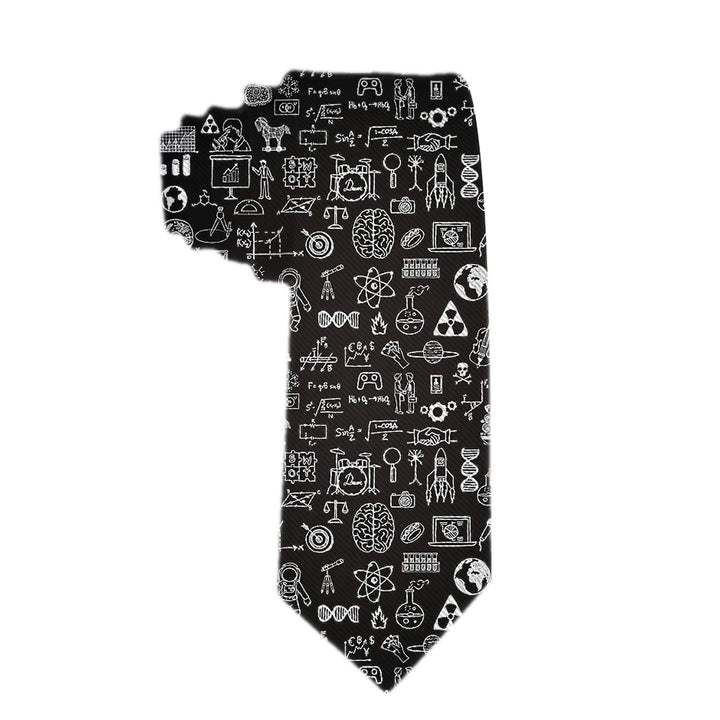 Science Math Physical Chemical Biology Black White Unique Gift Ties for Men Polyester Silk Ties Jacquard Neckties