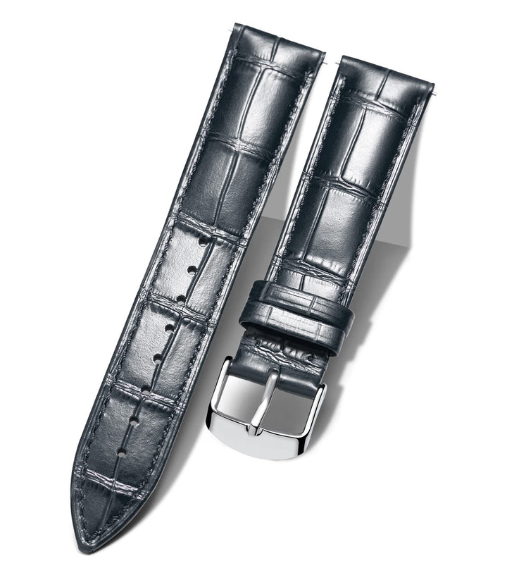 Leather Watch Band Genuine Calfskin Replacement Watch Strap Quick Release Crocodile Pattern 10 Colors 13 Sizes for Men Women(Black,22MM)