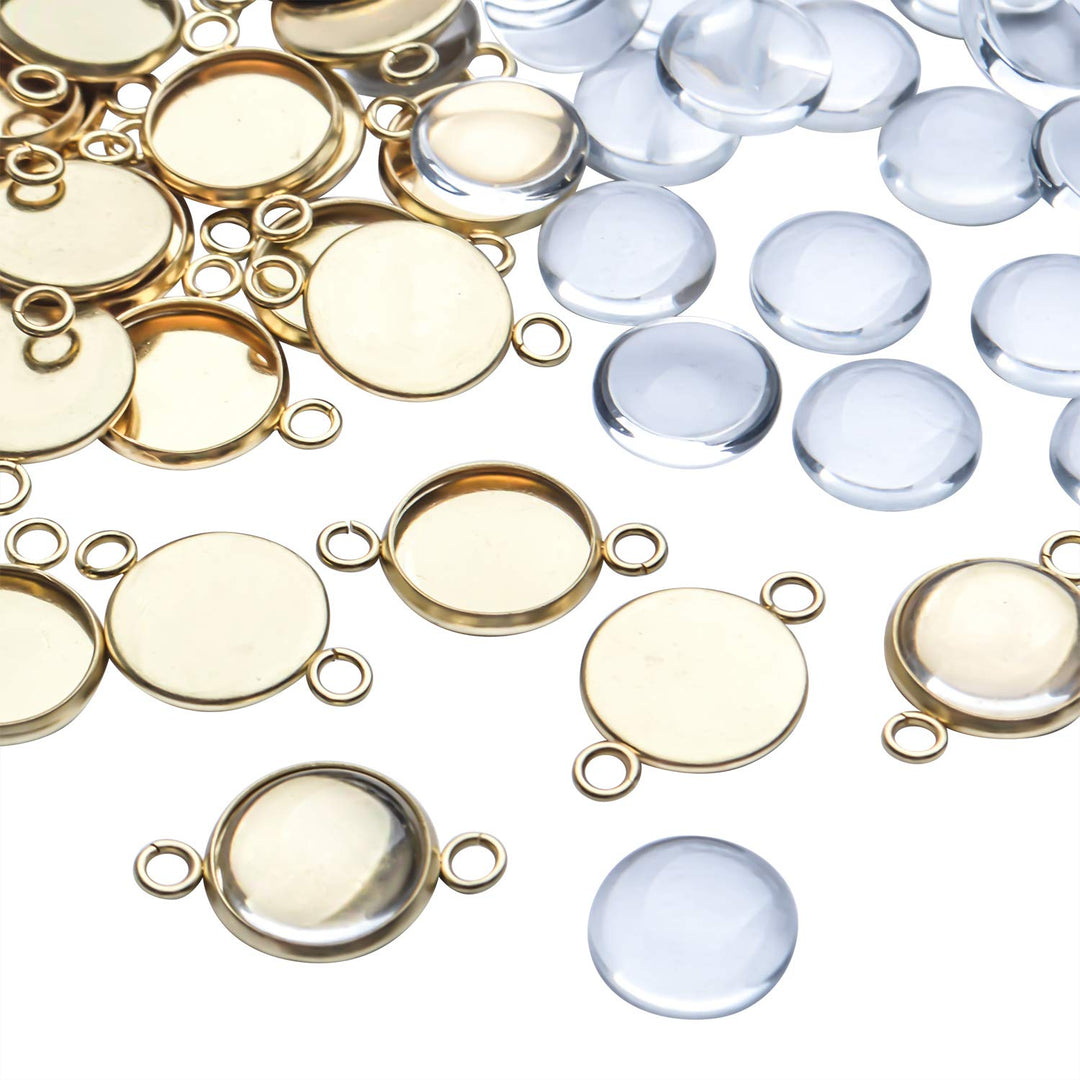 Pendant Blanks,30 Pcs 12mm Stainless Steel Bezel Pendan