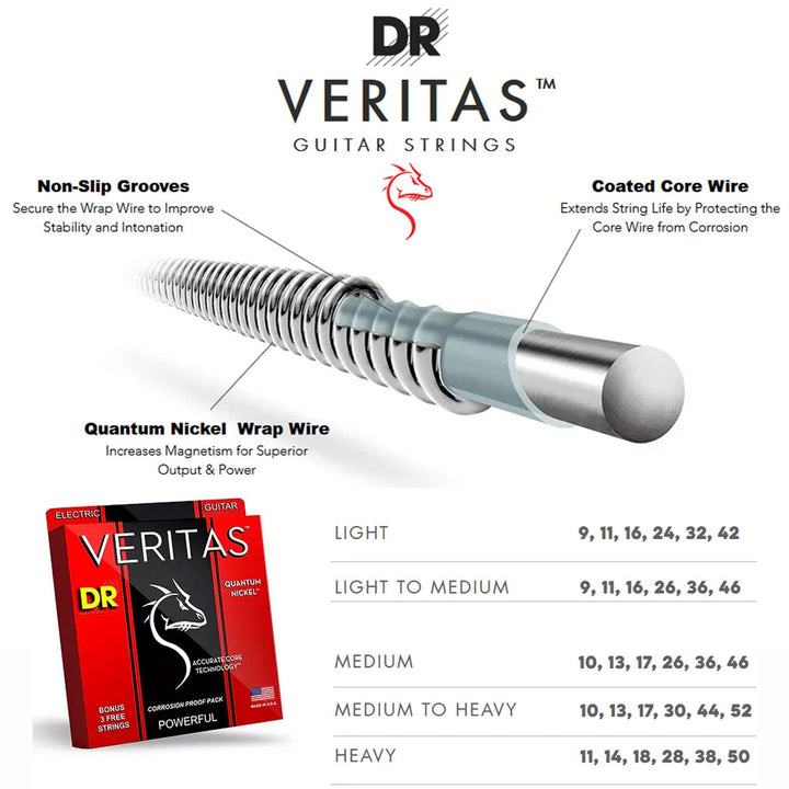 DR Strings VERITAS Electric Guitar Strings (VTE-10)