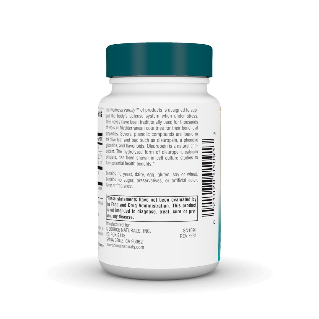 Source Naturals Wellness Olive Leaf - 500 mg - 30 Table
