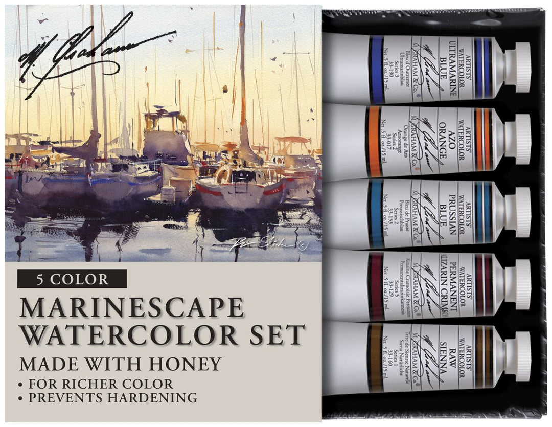 M. Graham Tube Watercolor Paint Marinescape 5-Color Set, 1/2-Ounce