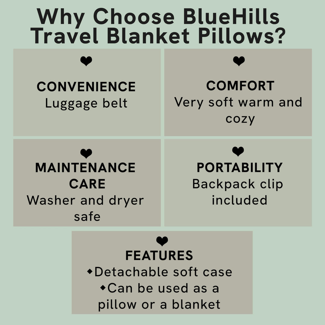 Premium Soft Travel Blanket Pillow Airplane Flight Blanket Throw Bag Pillowcase Compact Large Blanket 2 in 1 Combo Warm Traveling Plane Essentials Portable Gifts Lightweight Grey Gray T007