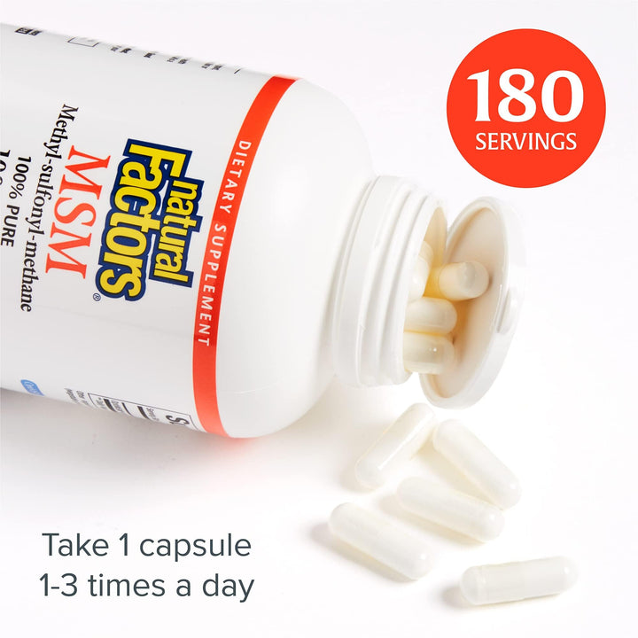 Natural Factors, MSM, Supports Healthy Joints, Hair, Skin and Nails, 180 Capsules
