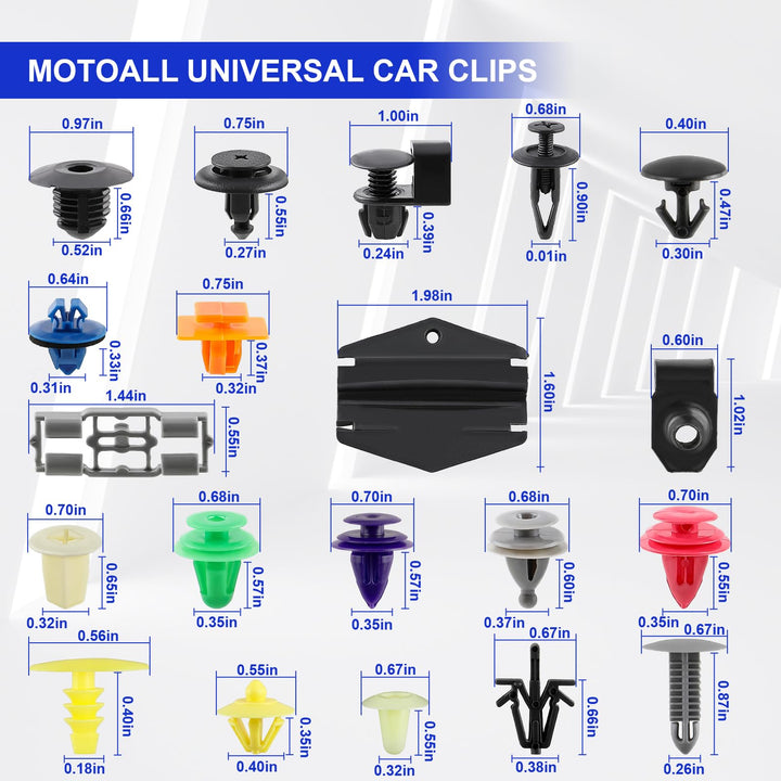 500pcs Universal Mixed Auto Car Nylon Bumper Fender Trim Panel Shield Engine Cover Retainer Fastener Rivet Push Clips for GM Ford Chrysler Toyota Lexus Honda Acura Dodge Jeep