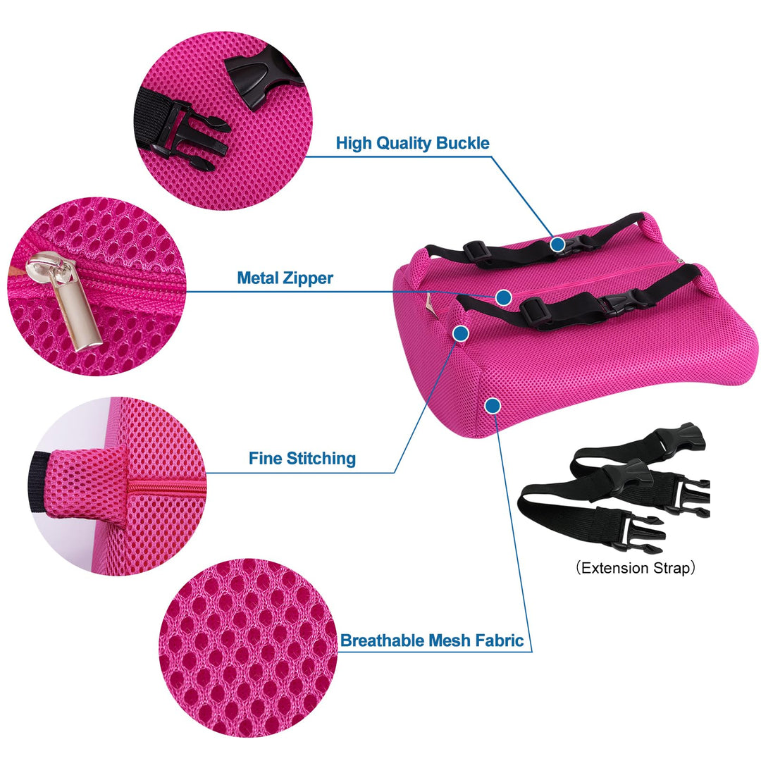 Love Home Memory Foam 3d Ventilative Mesh Lumbar Support Cushion Back Cushion - Alleviates Lower Back Pain - (Rose Red)