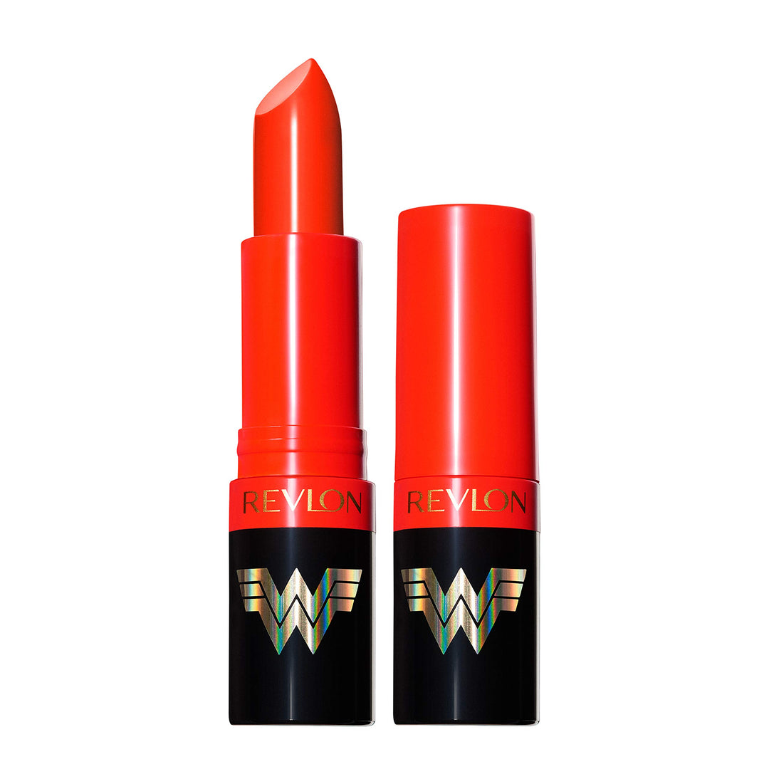Revlon x WW84 Wonder Woman Super Lustrous Lipstick with Vitamin E and Avocado Oil, Matte Lipstick in Nude, 004 Strike First, 0.15 oz