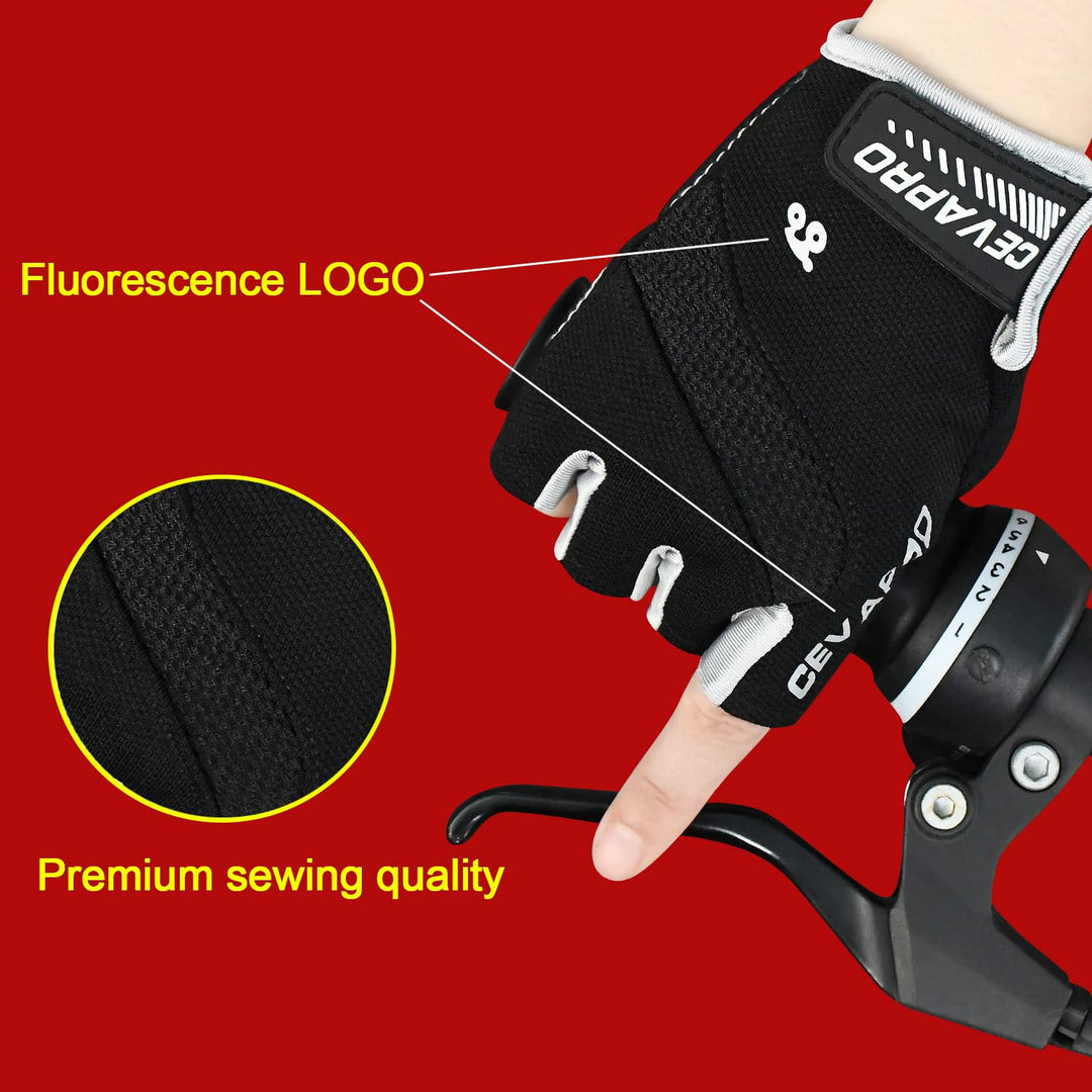 Cycling Gloves Bike Gloves for Men/Women Mountain Road Bike Gloves Fingerless Gloves MTB Bicycle Gloves with Anti Slip Shock-Absorbing Pad-for Cycling/Workout/Motorcycle/Gym/Training/Outdoor