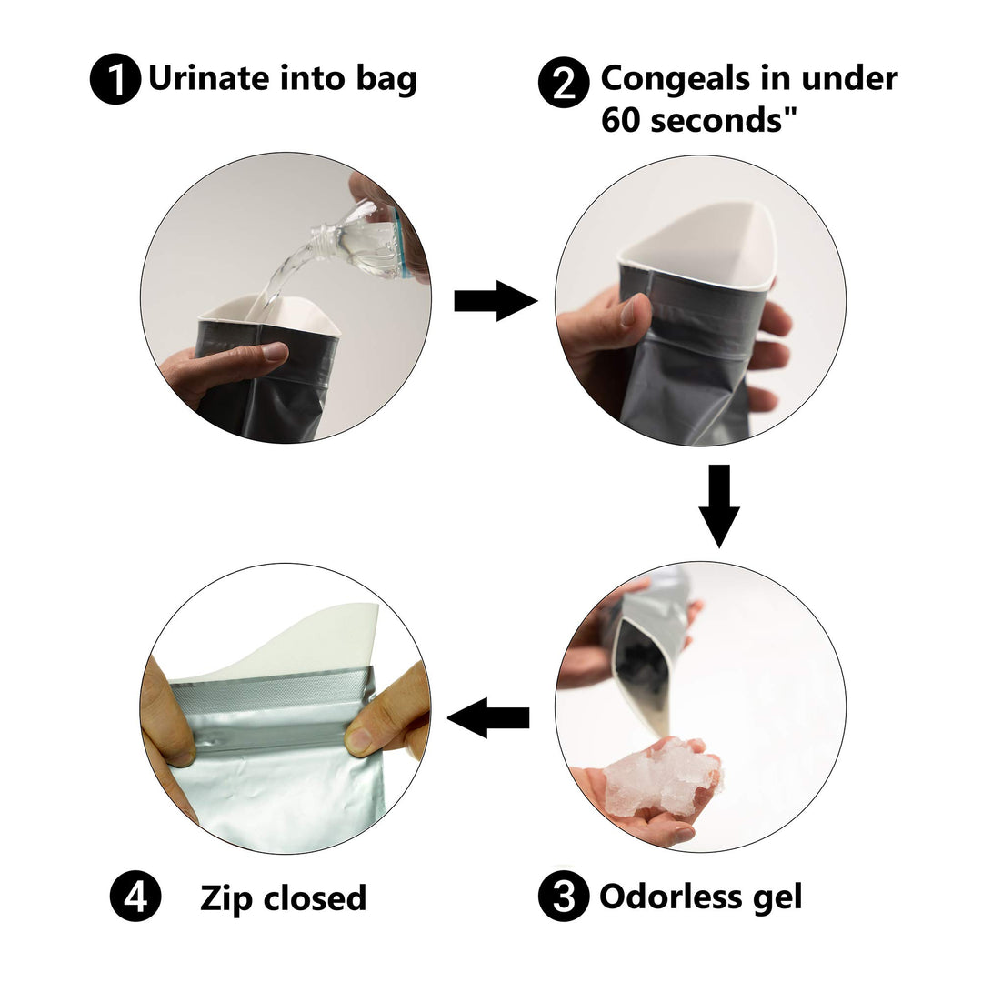 Disposable Urine Bags [12 Pack] – Urinal Bags for Travel – Portable Travel Urine Bag for Emergencies, Camping or Traffic Jam – Leak-Proof and Odorless – Pee Bags for Men and Women – 700ml by: