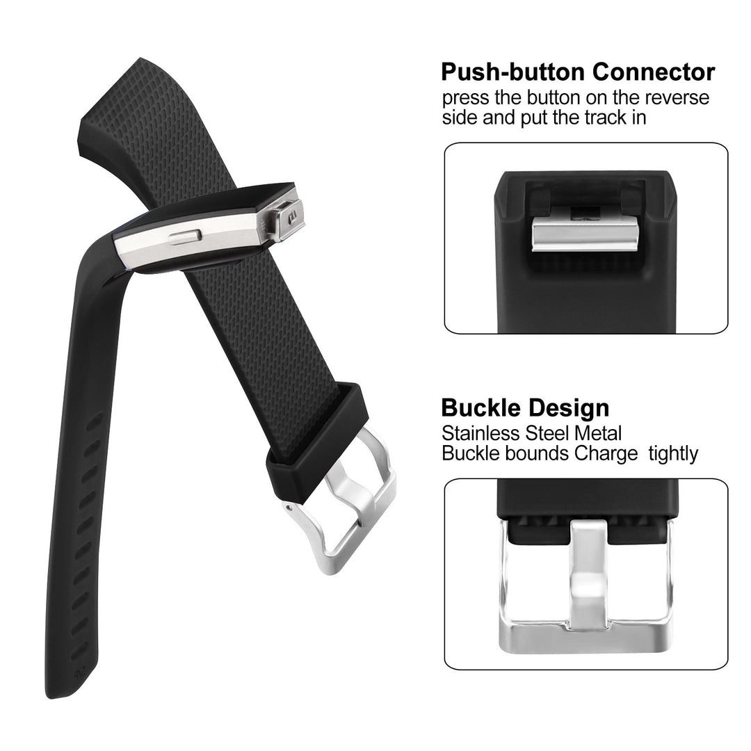 4 Pack Sport Bands Compatible with Fitbit Charge 2 Bands, Replacement Wristbands for Women Men Small/Large (Black/Champagne/Rose Gold/Silver, Small)