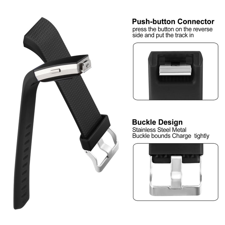 4 Pack Sport Bands Compatible with Fitbit Charge 2 Bands, Replacement Wristbands for Women Men Small/Large (Black/Champagne/Rose Gold/Silver, Small)