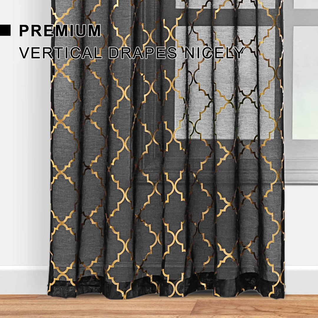 Kotile Black Gold Curtains for Living Room - Metallic G