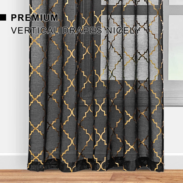 Kotile Black Gold Curtains for Living Room - Metallic G