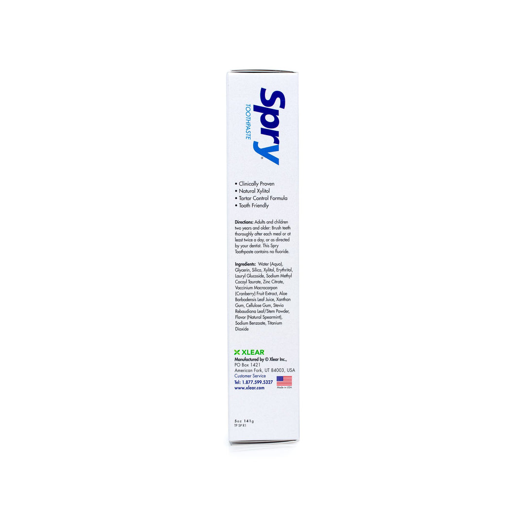 Xylitol Toothpaste 5oz, Fluoride Free Toothpaste Adult and Kids, Teeth Whitening Toothpaste with Xylitol, Natural Breath Freshening, Mouth Moisturizing Ingredients, Spearmint (Pack of 1)