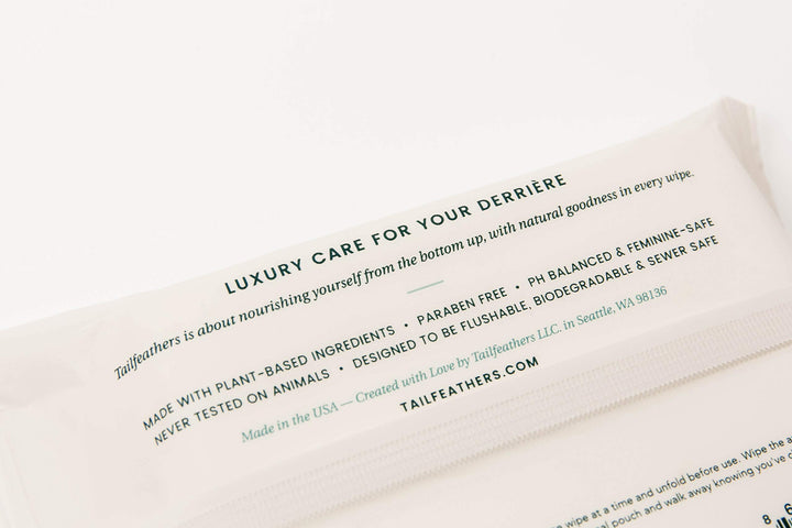 Tailfeathers (Honeysuckle) biodegradable flushable wipe