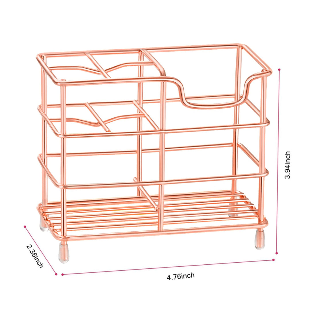 Small Toothbrush Holder for Bathroom, 5 Slots Rose Gold Stainless Steel Bathroom Accessories Organizer for Small Spaces