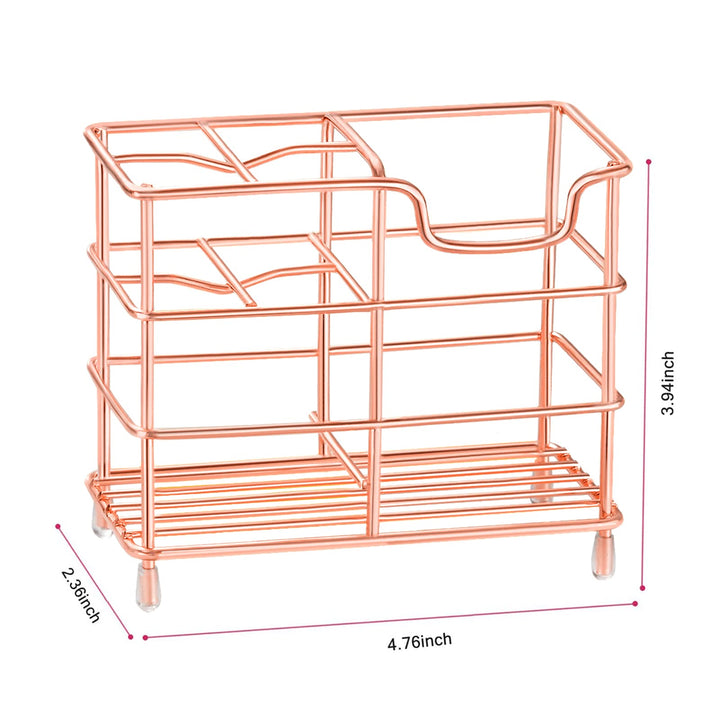 Small Toothbrush Holder for Bathroom, 5 Slots Rose Gold Stainless Steel Bathroom Accessories Organizer for Small Spaces