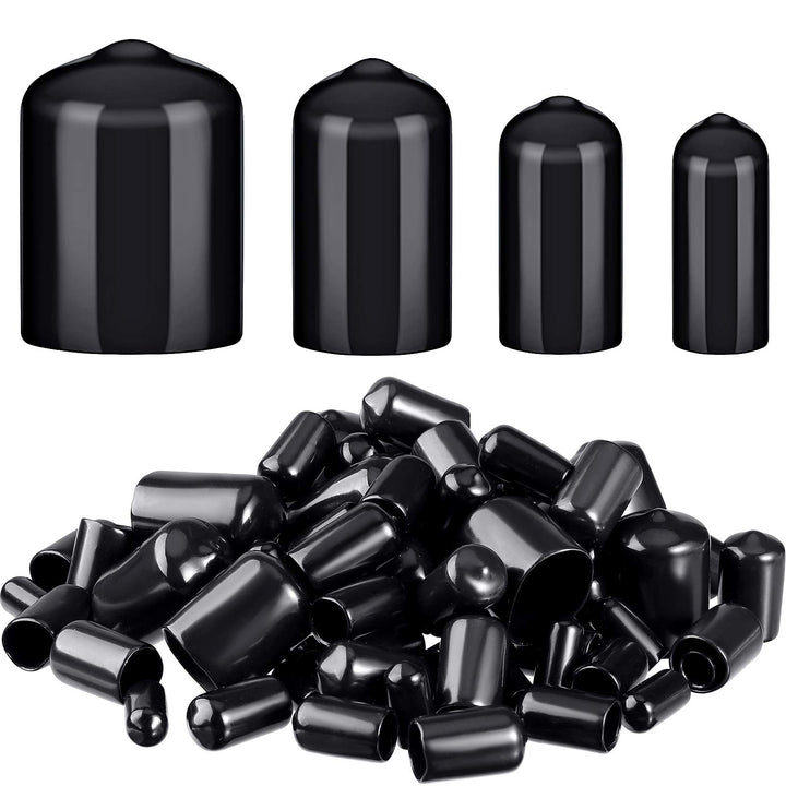 80 Pcs Round Rubber End Caps Flexible Vinyl End Caps Bolt Covers Screw Caps Thread Protector Safety Cover in 4 Sizes 1/4 to 3/4 Inch(Black)