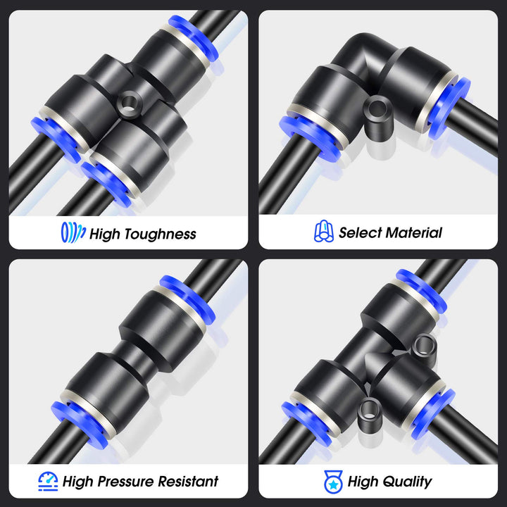 Black 6mm OD 4mm ID Polyurethane PU Air Hose Pipe Tube Kit 10 Meter 32.8ft