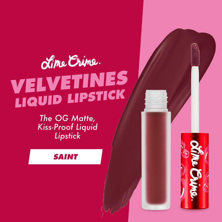 Velvetines Liquid Matte Lipstick, Saint (Cranberry Red) - Bold, Long Lasting Shades &amp; Lip Lining - Stellar Color &amp; High Comfort for All-Day Wear - Talc-Free &amp; Paraben-Free