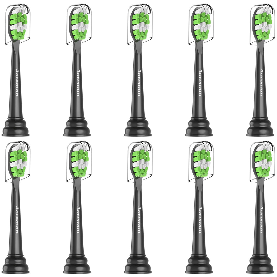 Aoremon Replacement Heads for Sonicare Philips Electric Toothbrush, Black Brush Heads Compatible with Sonicare All Snap-on Toothbrush Modle,10PCS