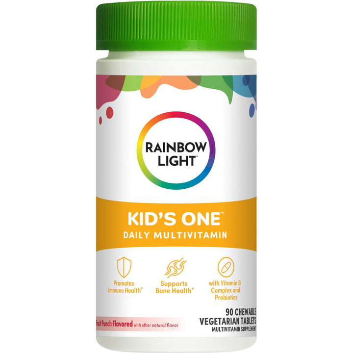 Kids One Multivitamin, Chewable Multivitamin for Kids Provides Healthy Growth and Immune Support, With Vitamin C, Zinc, &amp; B Complex, Vegetarian and Gluten Free, Fruit Punch, 90 Count