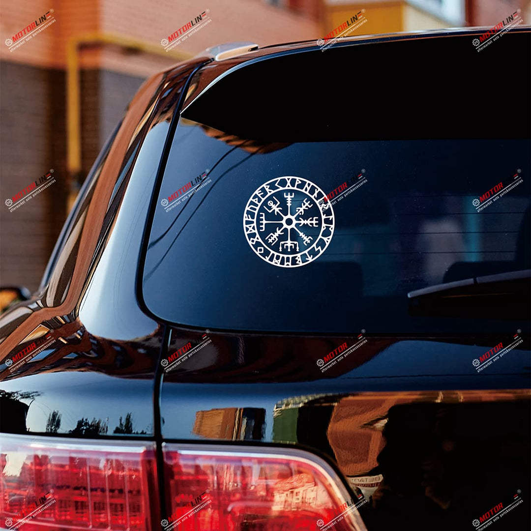 6&#39;&#39; White Vegvisir Viking Runic Compass Decal Sticker Viking Odin Norse Vinyl