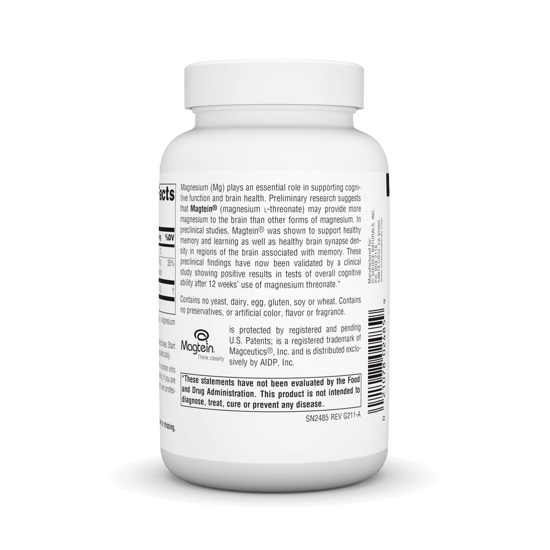 Magtein Magnesium L-Threonate 667mg Supports Focus, Mood, Healthy Memory, Cognitive Function, Sleep* - 90 Capsules