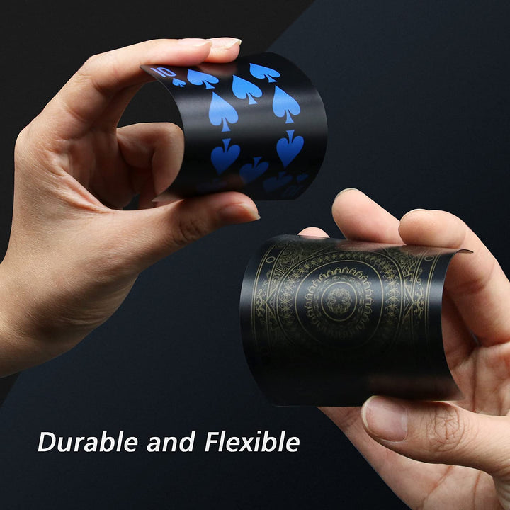 2 Decks Plastic Playing Cards, Premium Plastic Waterproof Black Playing Poker Cards Professional Luxury Deck of Cards for Adults