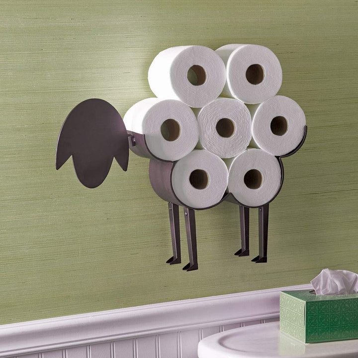 Sheep Toilet Paper Holder Black Metal Wall Mounted Toilet Paper Stand Toilet Paper Storage for 7 Rolls by Art &amp; Artifact