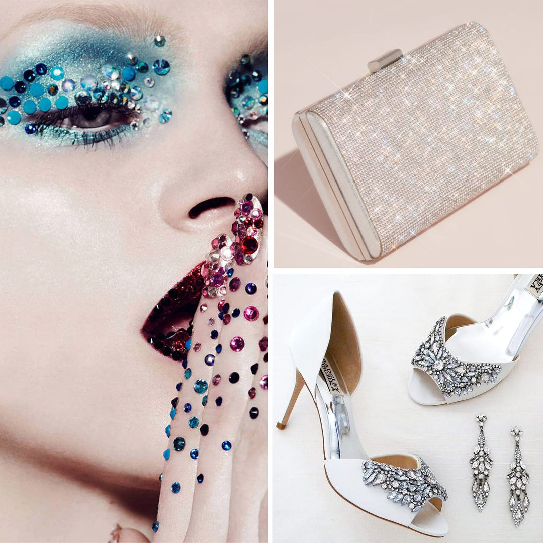 Glass Crystal Flatback Rhinestones for Nail Art and Craft, Round Stone Gems Sparkly Diamond (SS12 1440pcs, Crystal)