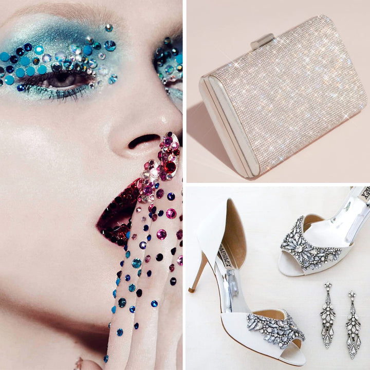 Glass Crystal Flatback Rhinestones for Nail Art and Craft, Round Stone Gems Sparkly Diamond (SS12 1440pcs, Crystal)