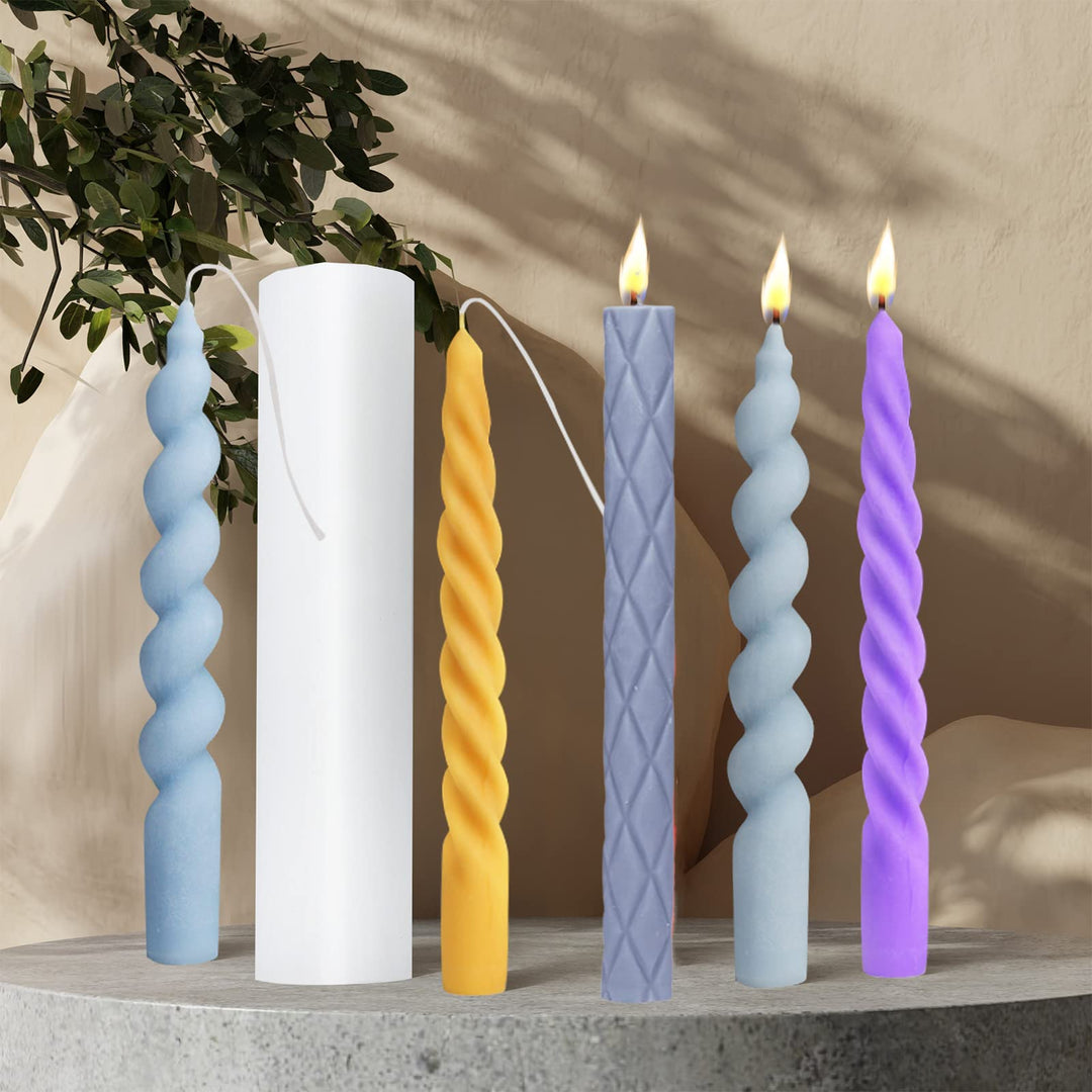 Spiral Taper Candle Mold 3D Twisted Long Taper Candlestick Silicone Mold Pillar Candle Making Mold Aromatherapy Epoxy Resin Mold