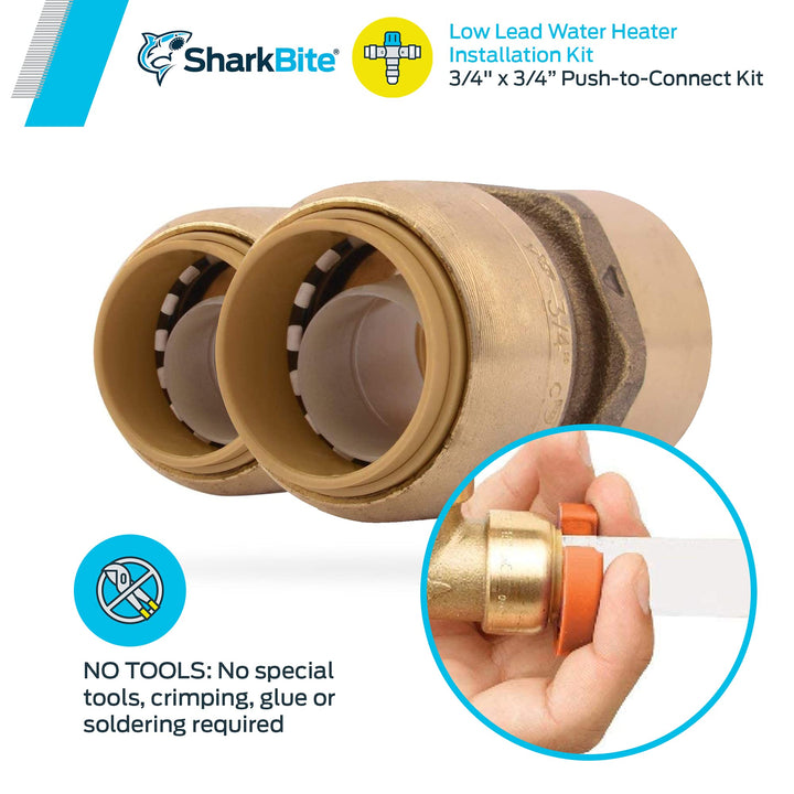 SharkBite 3/4 Inch Water Heater Connection Kit, Push to