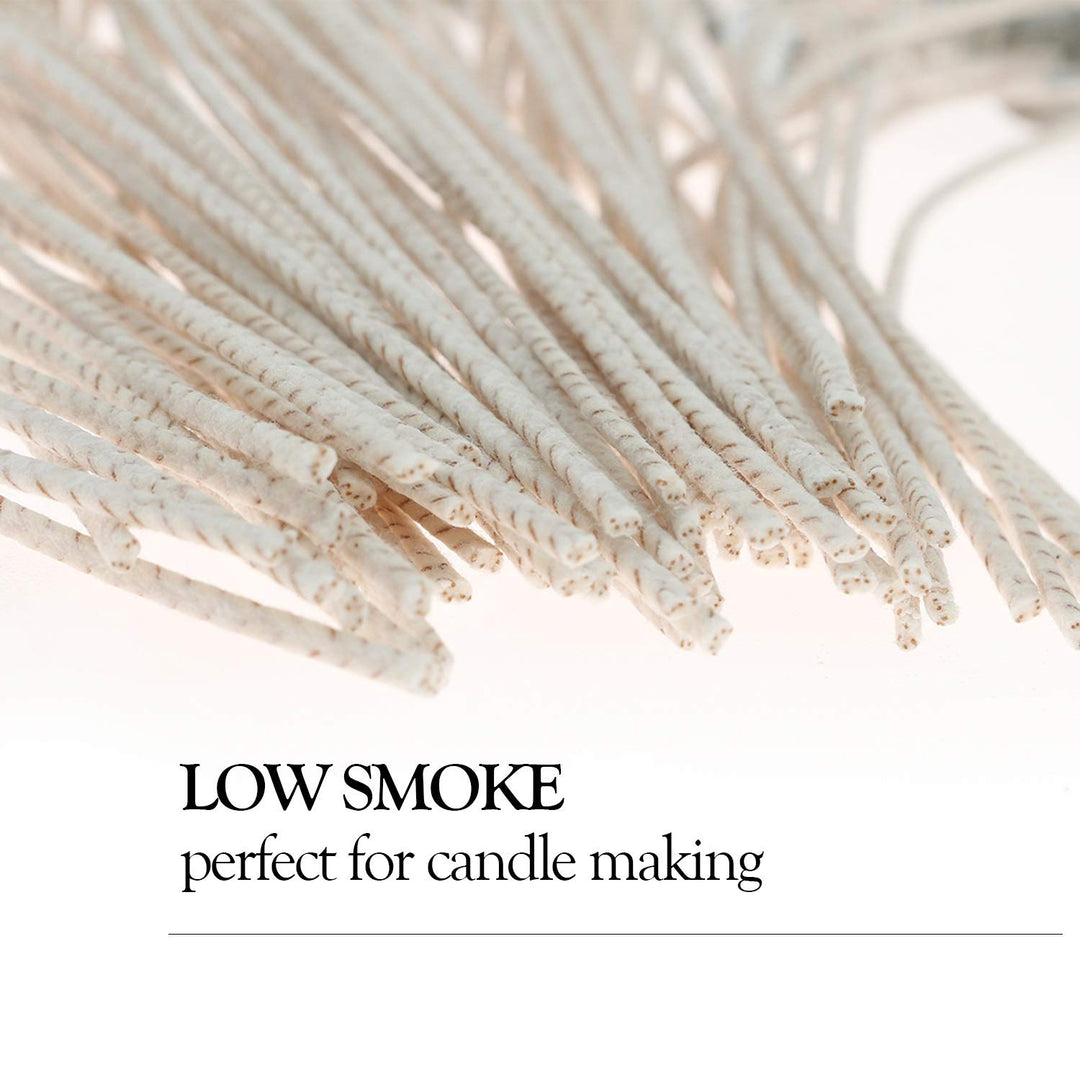 100pcs 6inch Soy Candle Wicks for Candle Making - Coated with Natural Soy Wax, Low Smoke - Cotton Threads Woven with Paper -Thick Candle Wick with Base.
